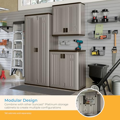 Plastic Tall Storage Cabinet with Doors and Shelves Z5141
