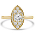 0.88 CTW Round Diamond Marquise Halo Engagement Ring in 14K Yellow Gold Q40173