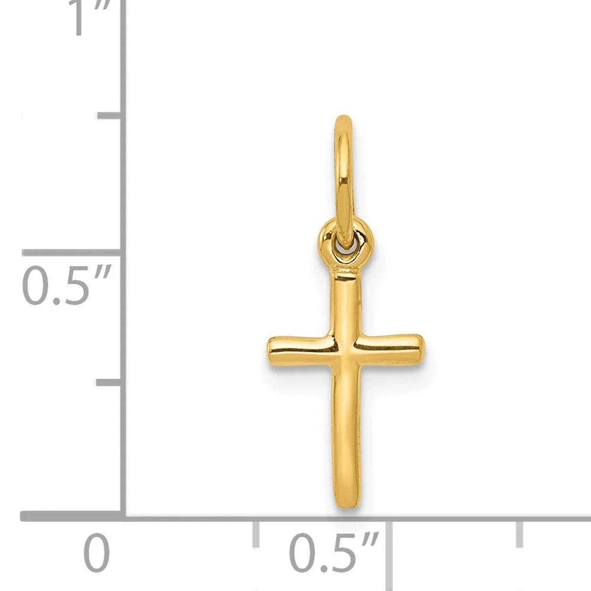 14K Yellow Gold Small Cross Pendant Charm with Rope Chain Necklace 18'' C171