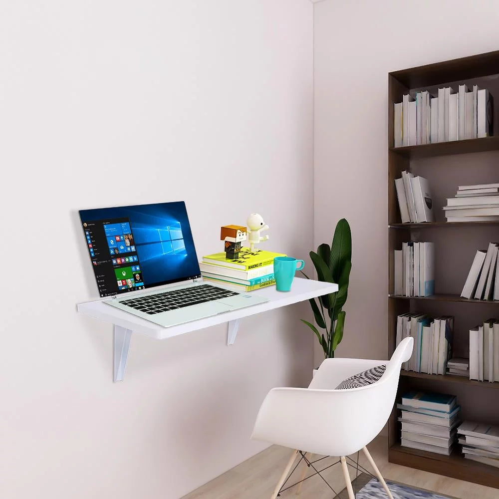 Wall-Mounted Folding Wooden Table White Q542
