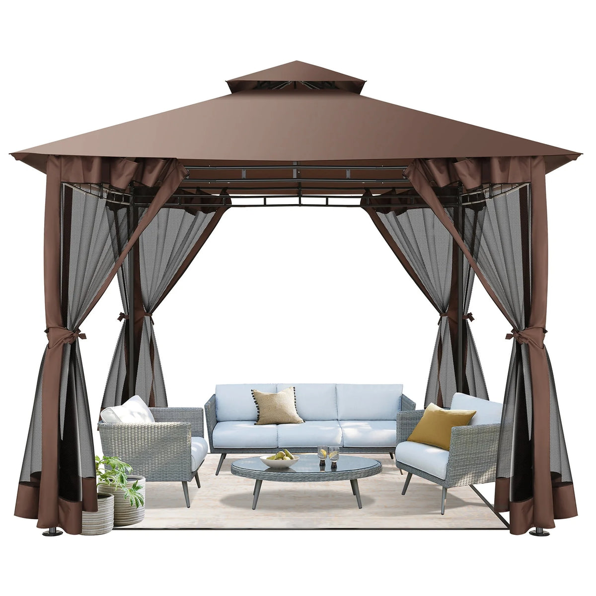 10x10 Outdoor Gazebo with Mosquito Netting D58873