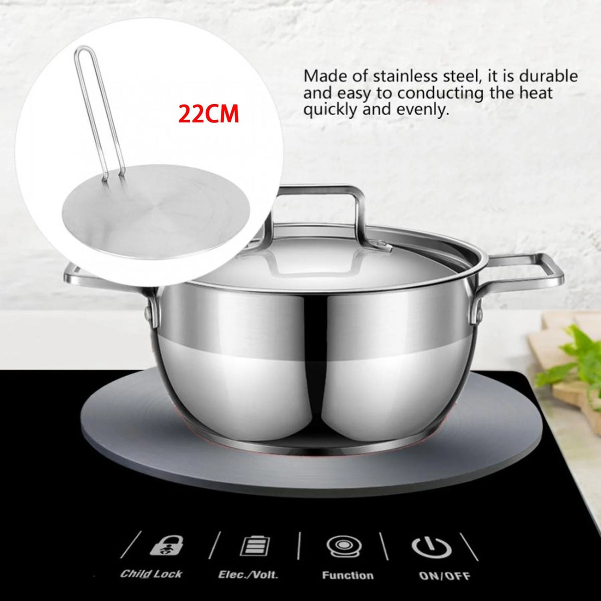 Stainless Steel Induction Cooktop Adapter Plate 22cm Y871787