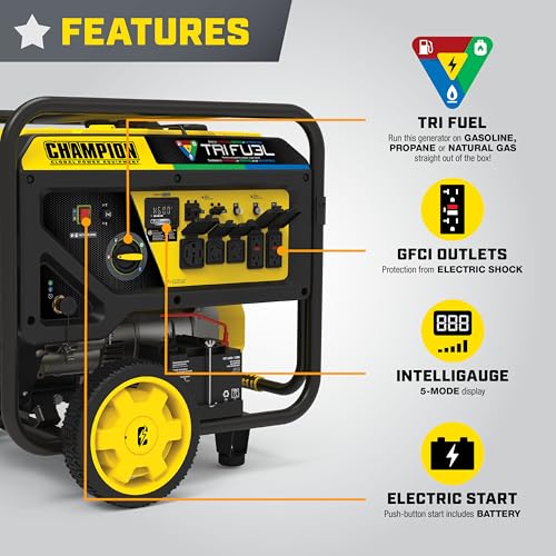 15,000-Watt Electric Start Tri Fuel Portable Generator Y82521