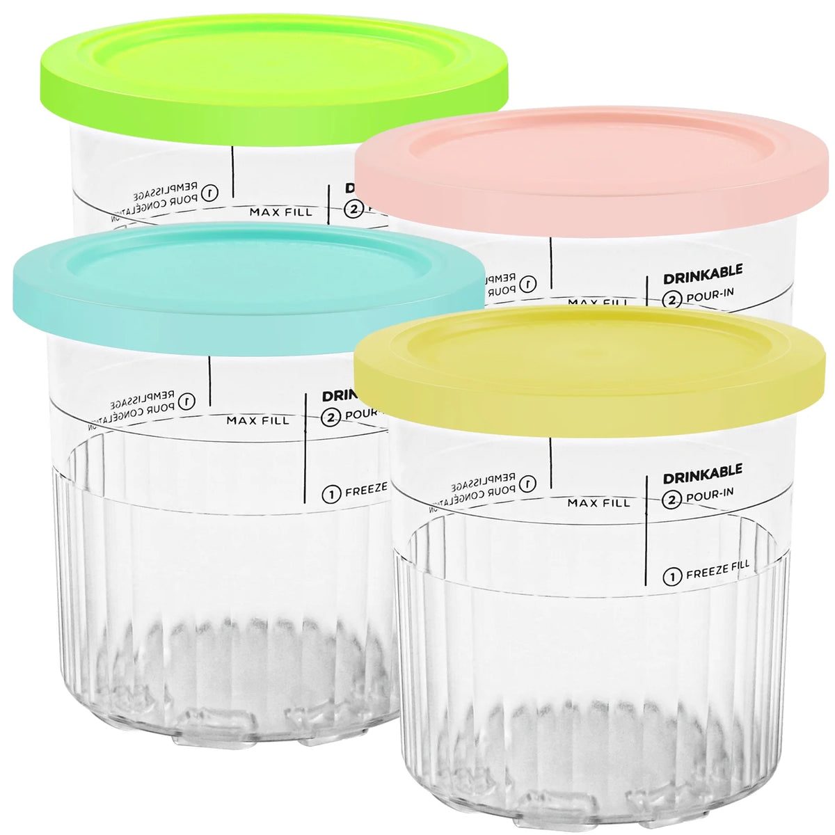 4pcs Leakproof Ice Cream Containers with Lid L460495