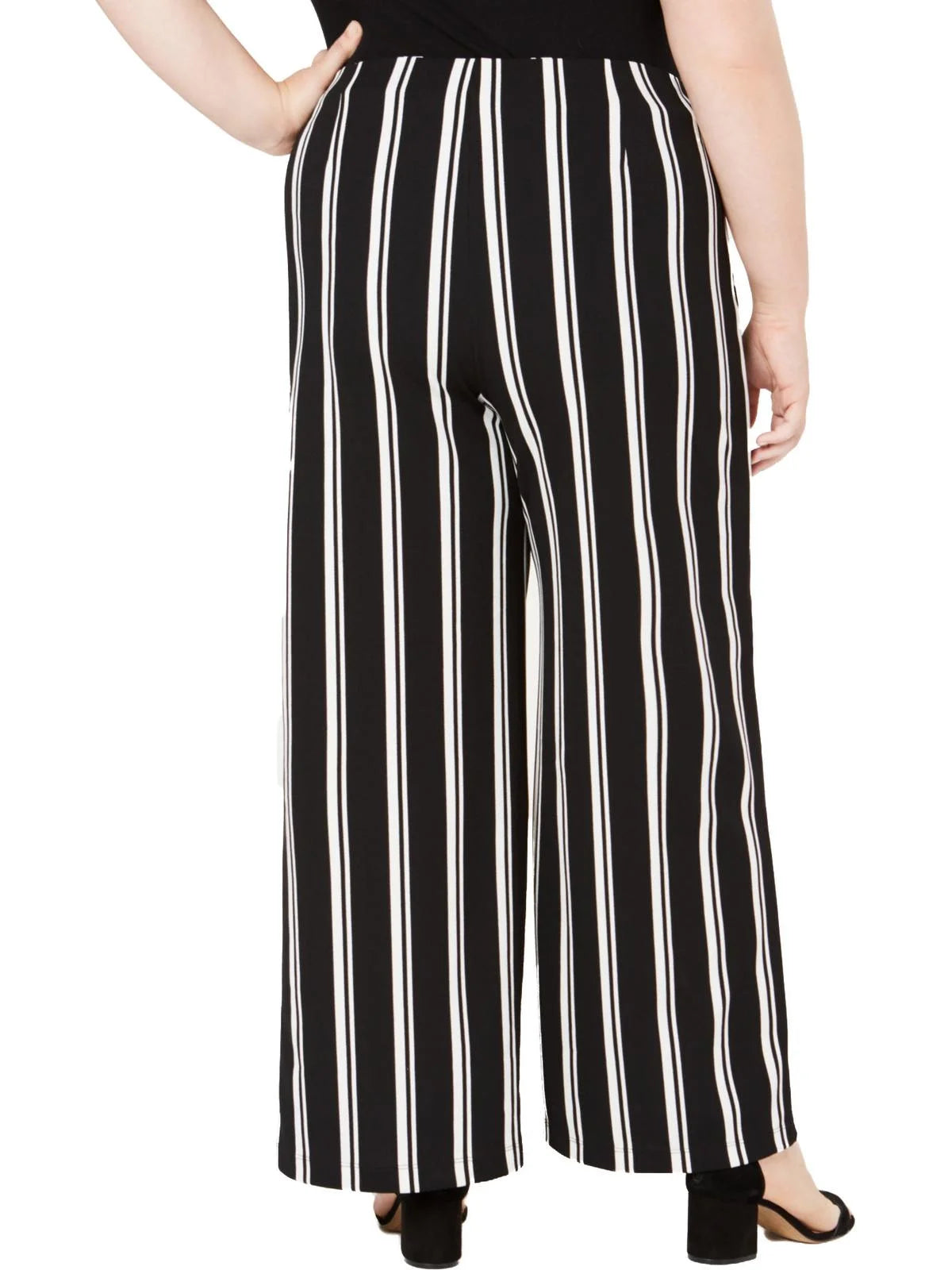 Plus Striped Front-Tie Wide Leg Pants Z384471
