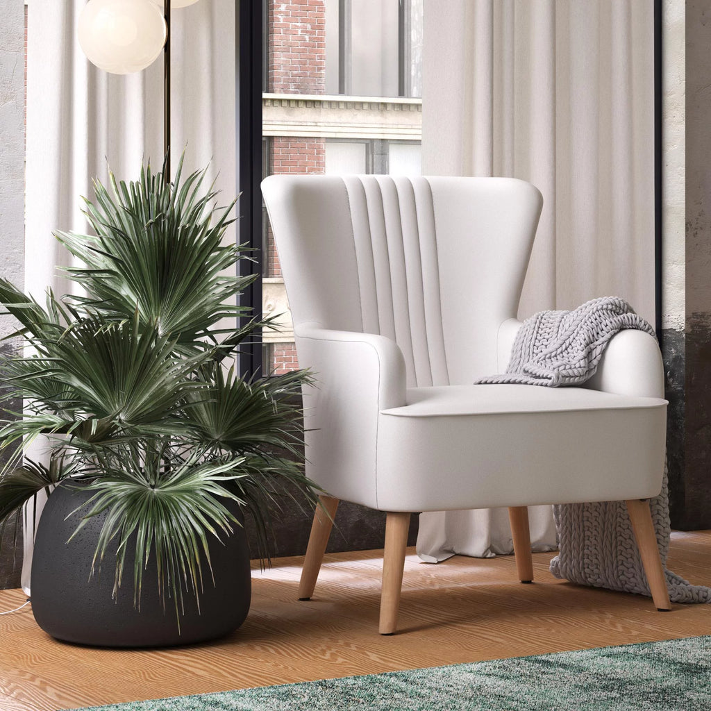 White Faux Leather Accent Chair X3805