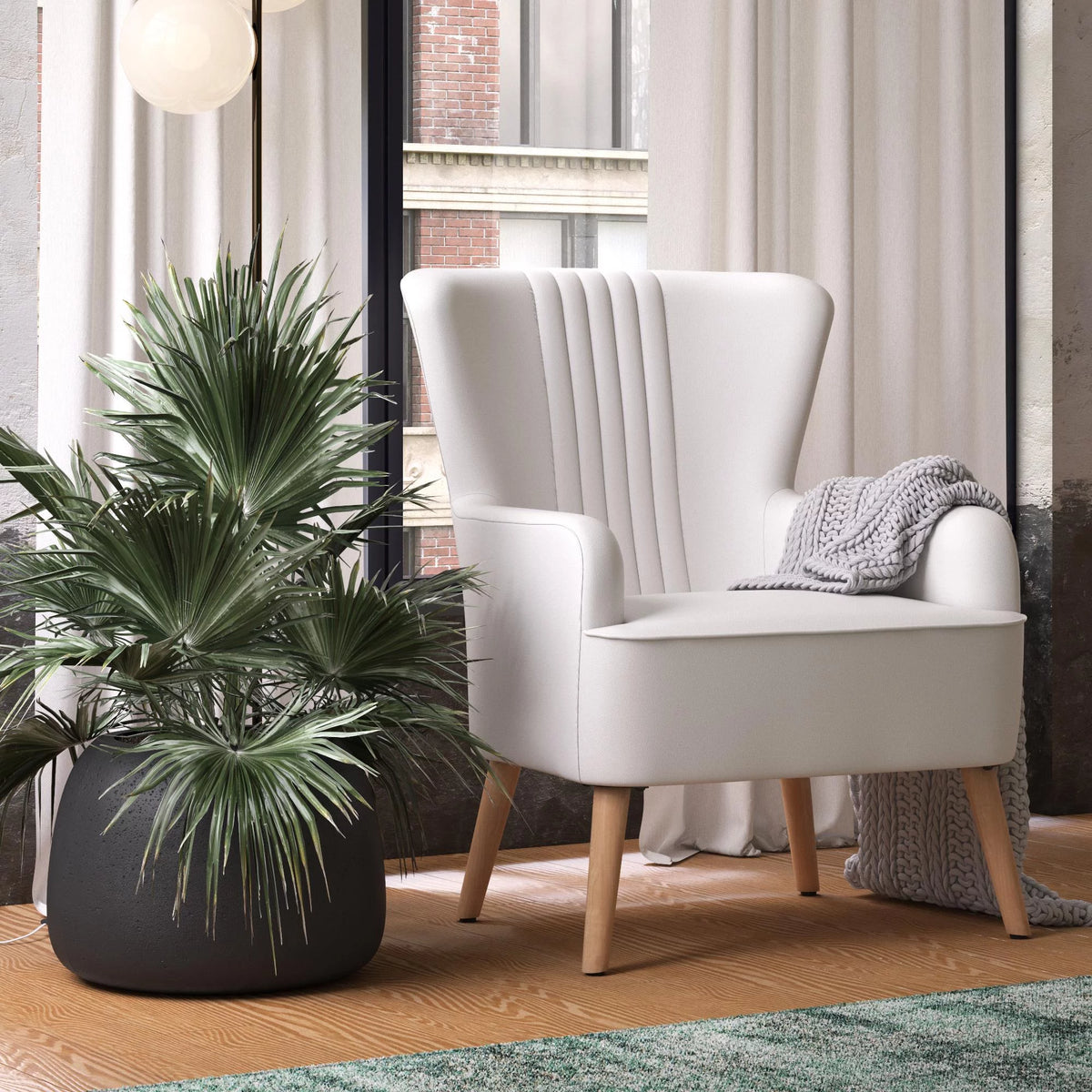 White Faux Leather Accent Chair X3805