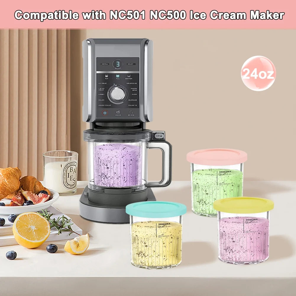 4pcs Leakproof Ice Cream Containers with Lid L460495