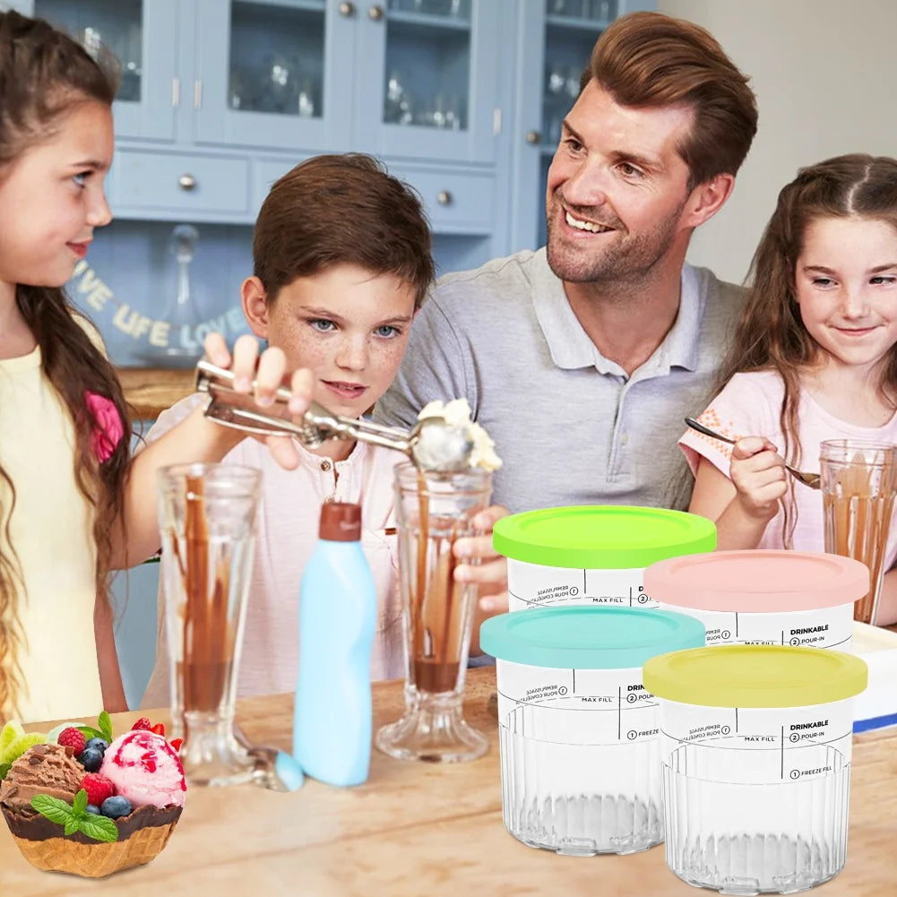 4pcs Leakproof Ice Cream Containers with Lid L460495