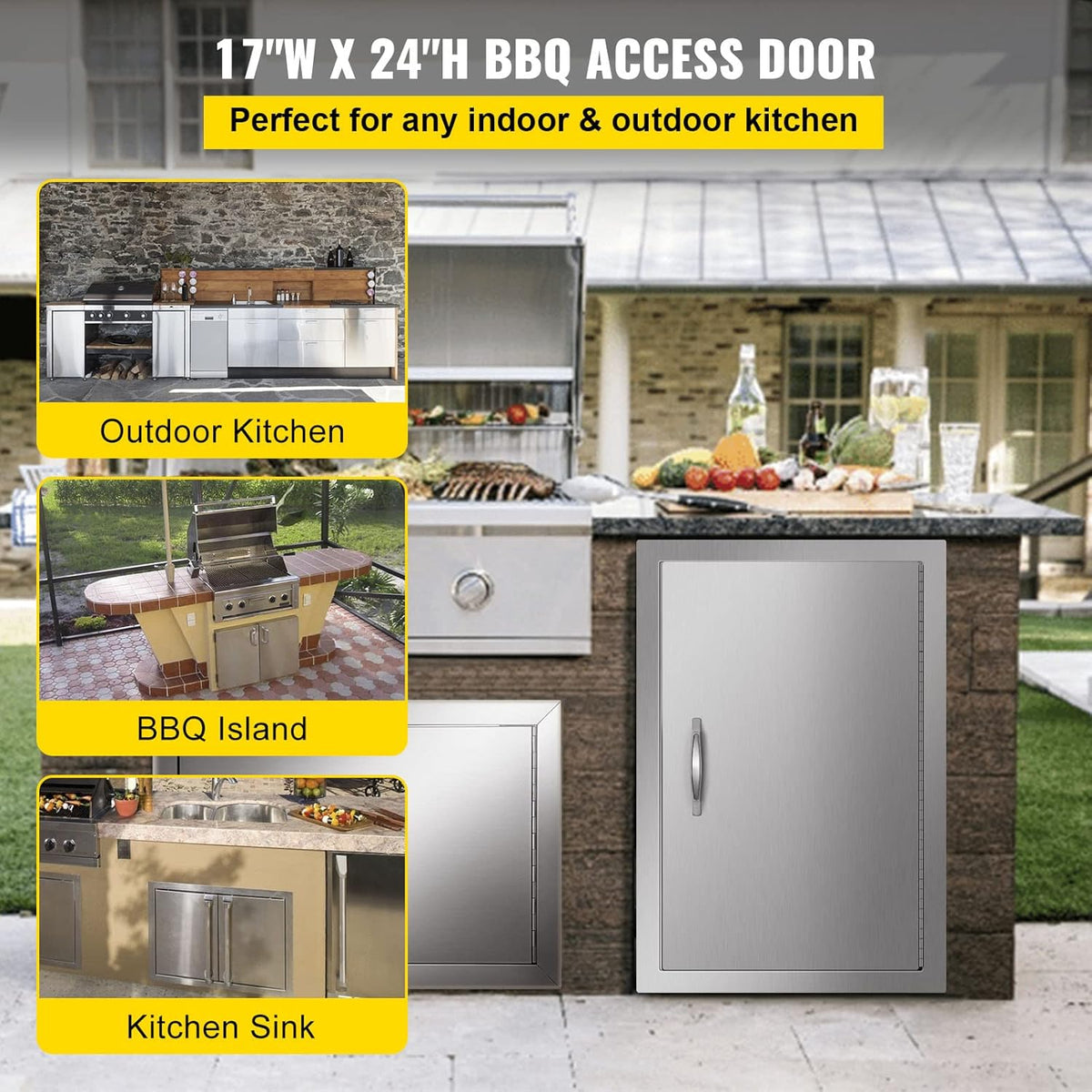BBQ Access Door 17W x 24H Inch Stainless Steel Q24249