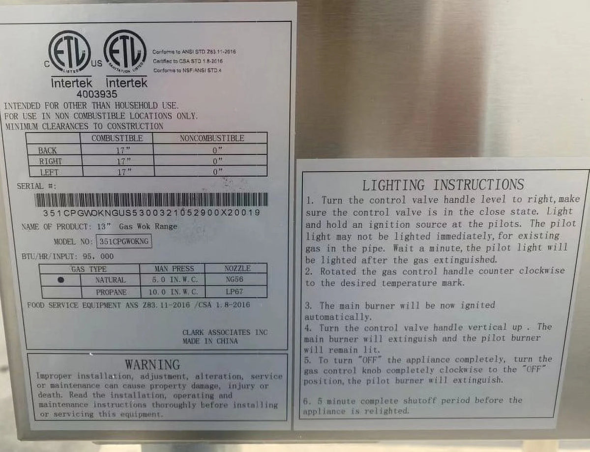 18ins one hole Propane Wok Range H8861