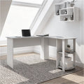 L_Shaped Desk With Side Shelves Grey Wood I770