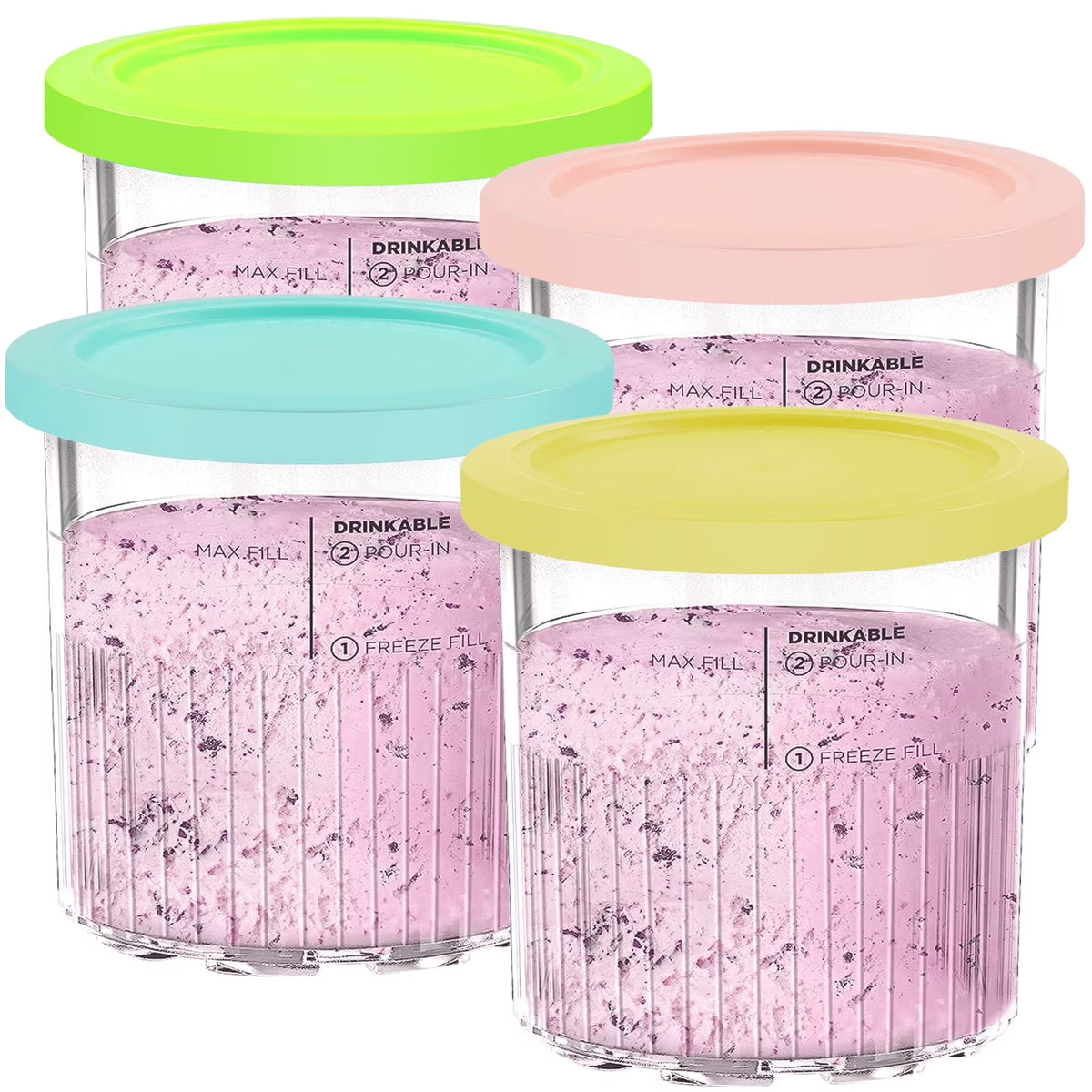 4pcs Leakproof Ice Cream Containers with Lid L460495