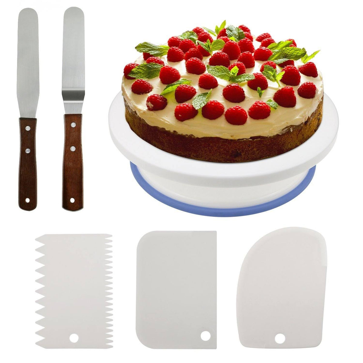 Cake Decorating Turntable Rotating Stand Icing Smoother Spatula I594