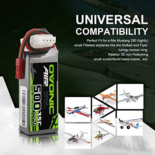 3S 11.1V 500mAh 35C Lipo Battery with JST Connector (2 Packs) M742854