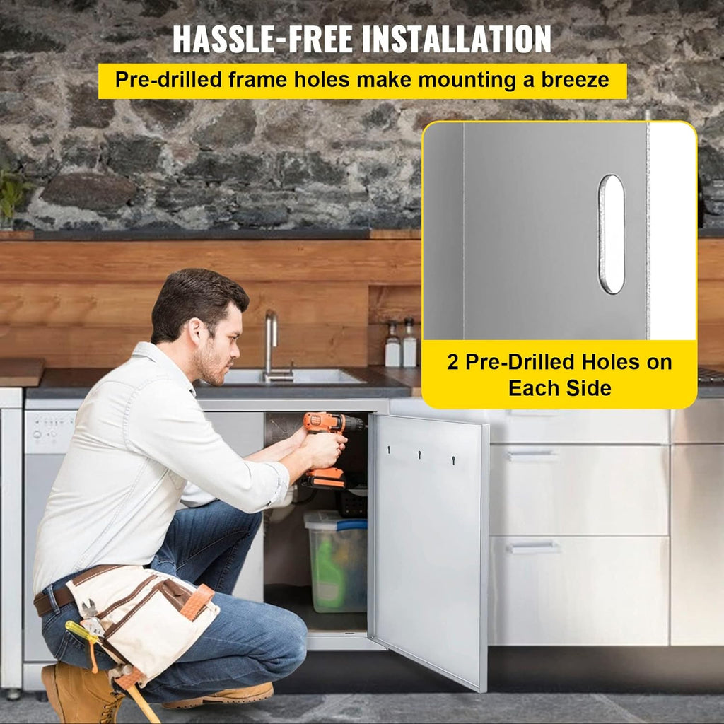 BBQ Access Door 17W x 24H Inch Stainless Steel Q24249