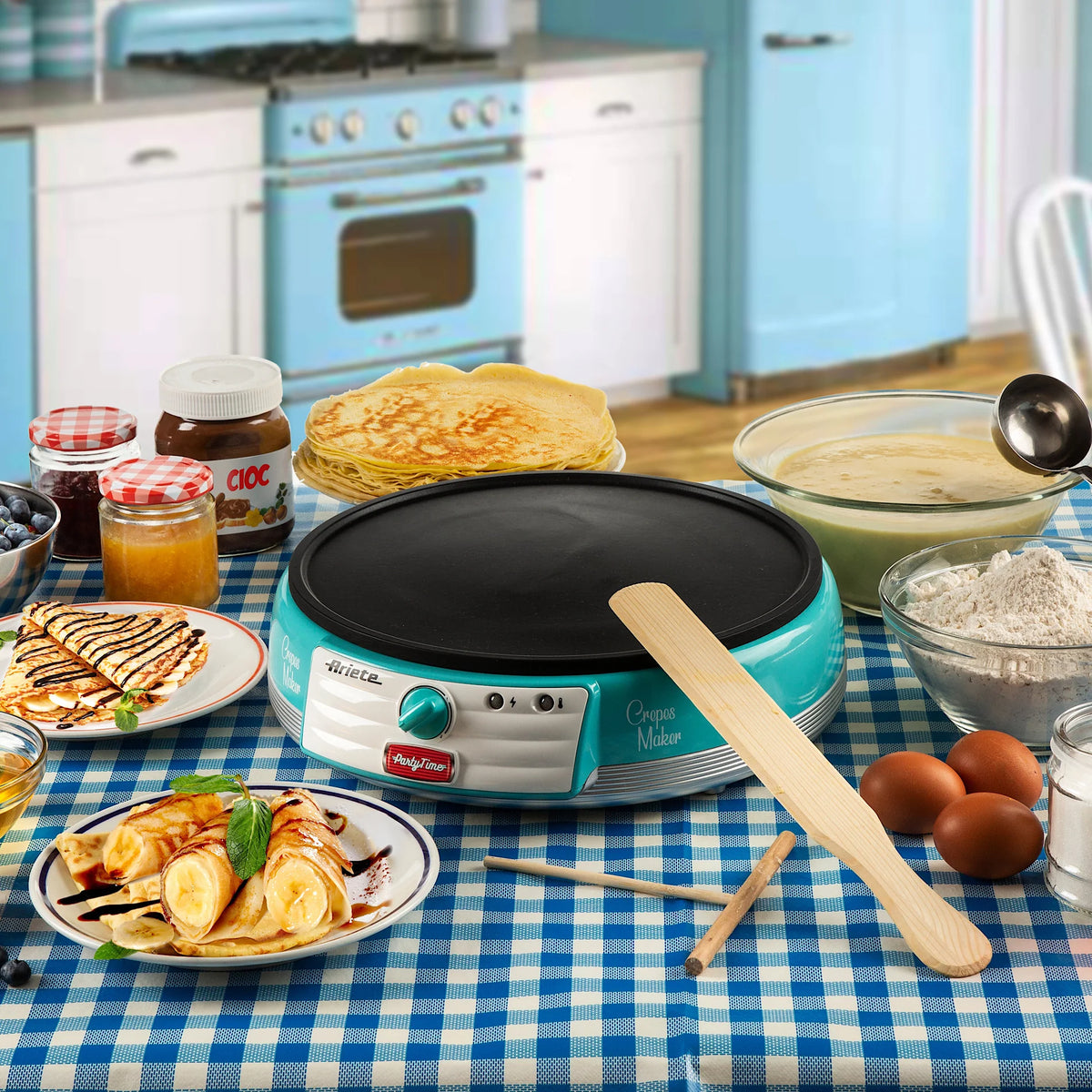 Crepe Maker Machine 1000W Blue X595848