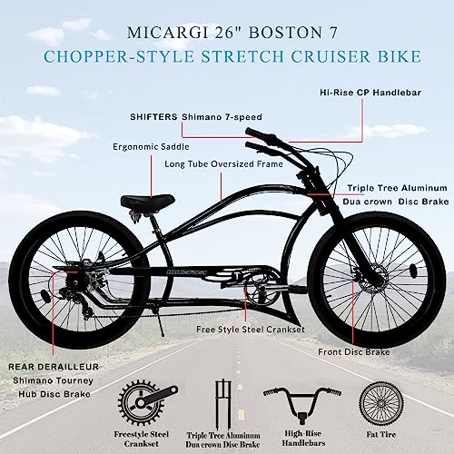 26" Speed Bicycles Chopper-Style Stretch Cruiser Bikes I9404