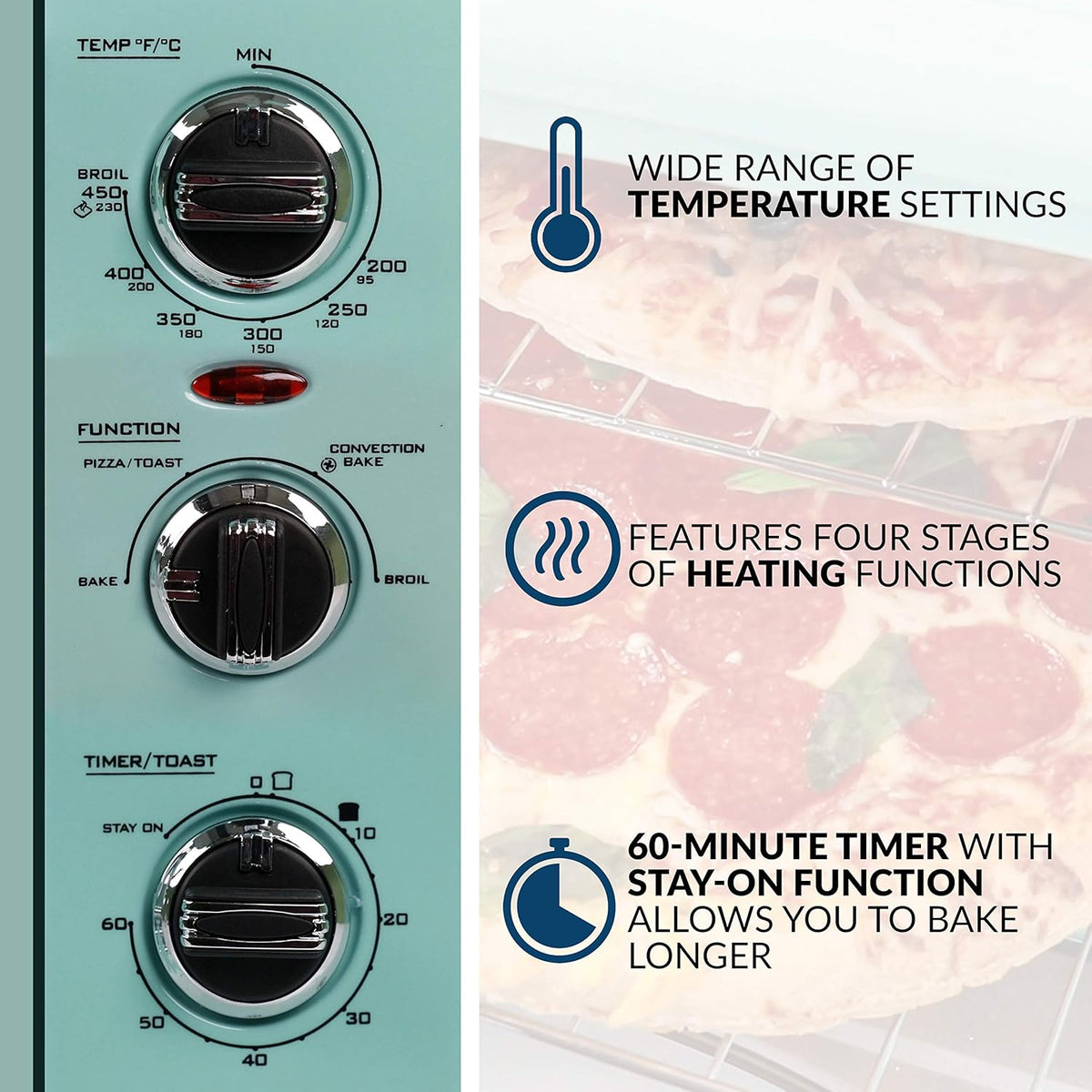 0.7-Cu. Ft. Retro Convection Toaster Oven, Aqua P507565