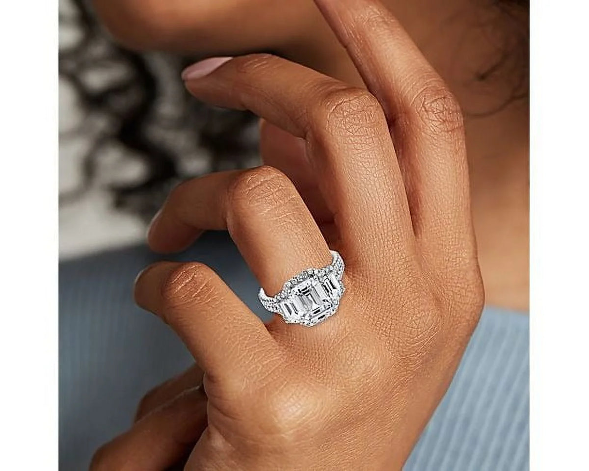 14K White Gold Three Stone Diamond Ring W481
