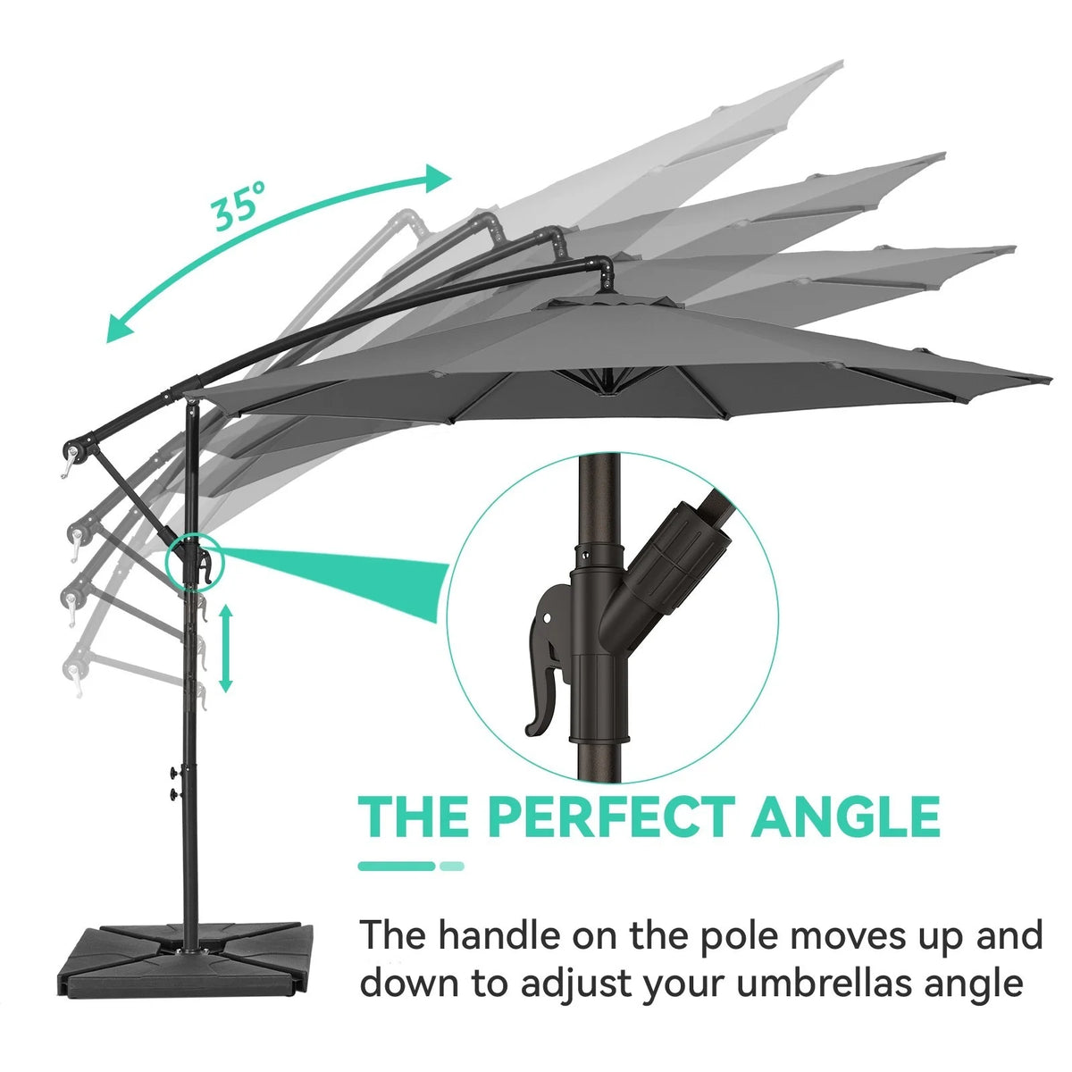10ft Heavy Duty Offset Cantilever Patio Umbrella with Base, Gray B819735