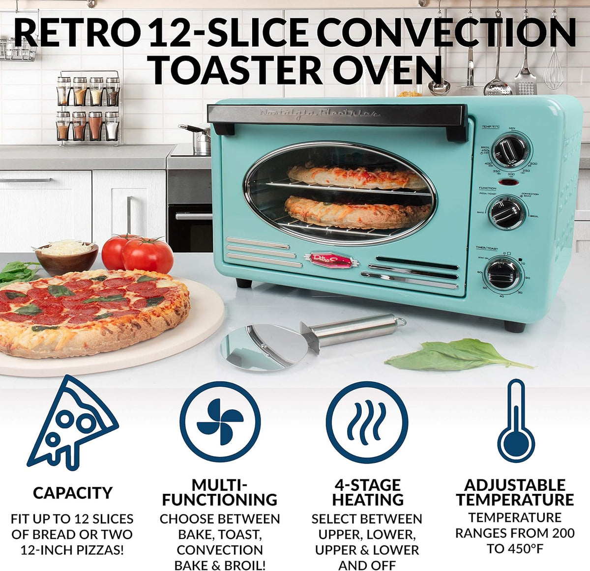 0.7-Cu. Ft. Retro Convection Toaster Oven, Aqua P507565