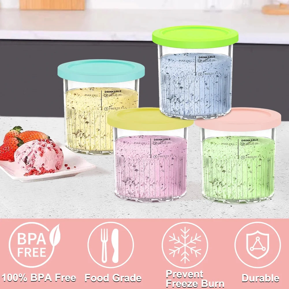 4pcs Leakproof Ice Cream Containers with Lid L460495