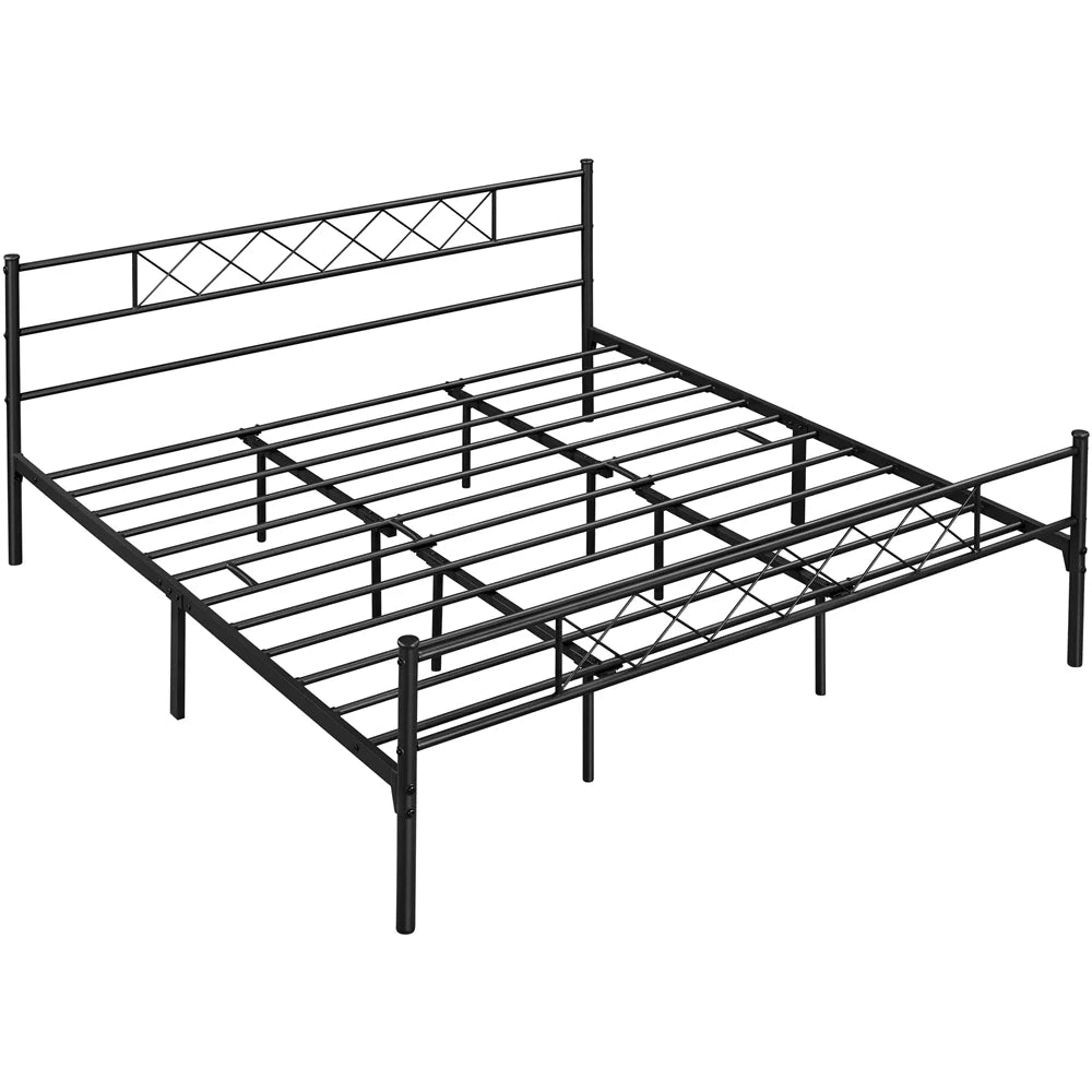 King Metal Slatted Bed Frame with Headboard & Footboard P69009