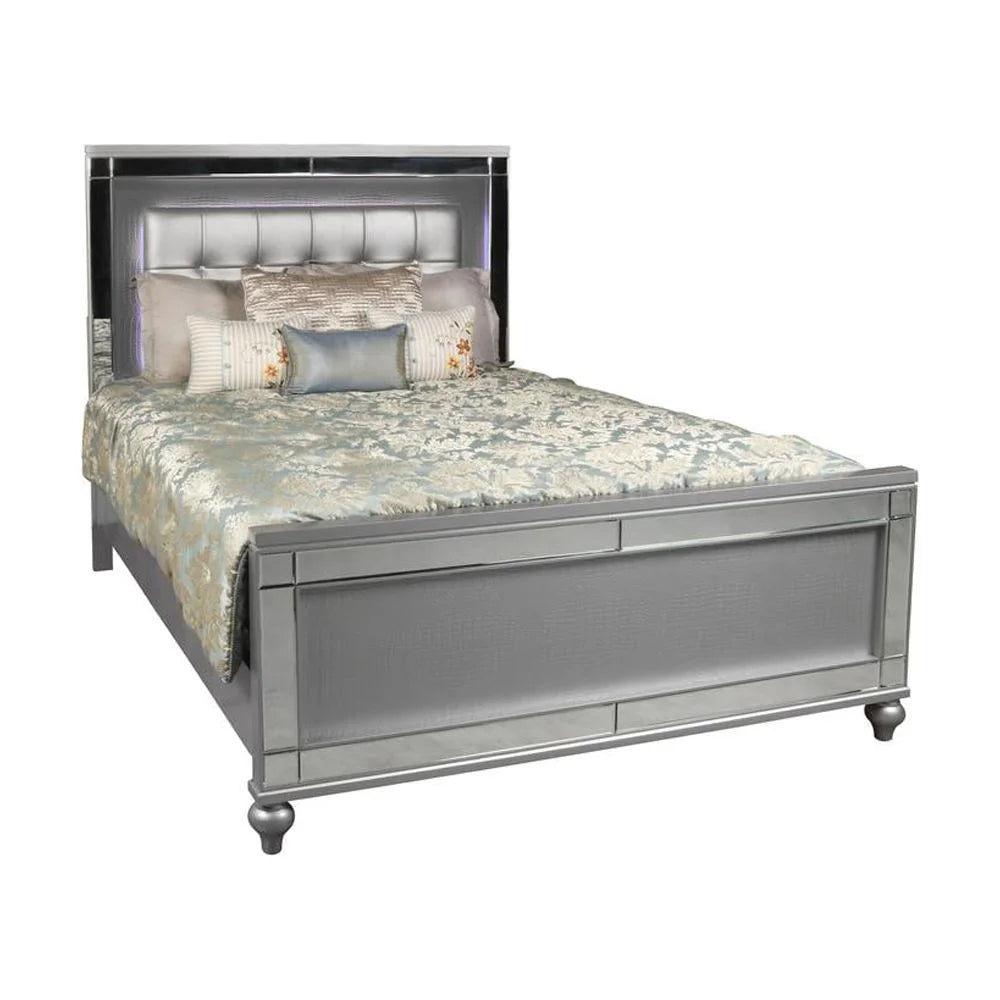 Solid Wood King Size Lighted Bed C543