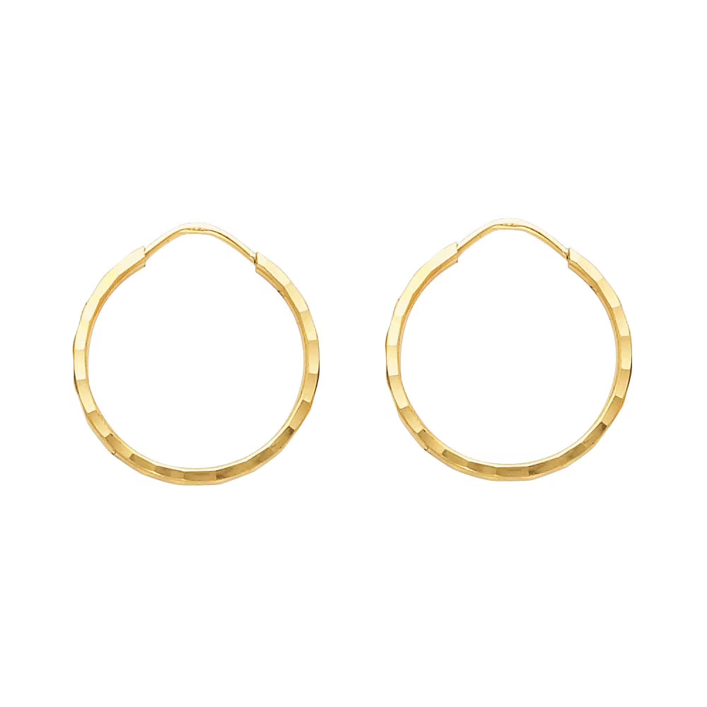 14k Yellow Gold Small Round Hoop Earrings L419107