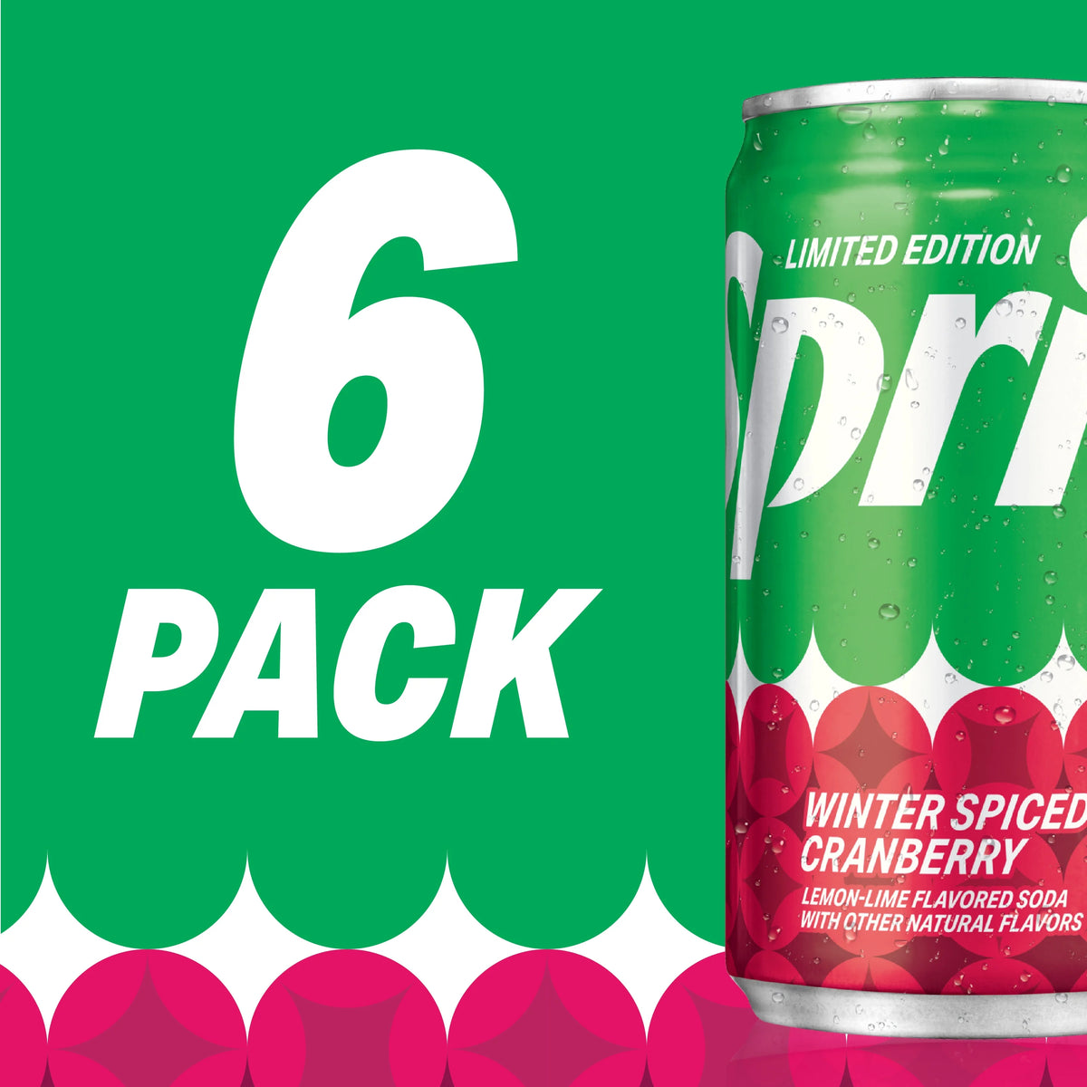 7.5 fl oz 6 Pack Cranberry Lemon Lime Soda Pop Soft Drink W2657