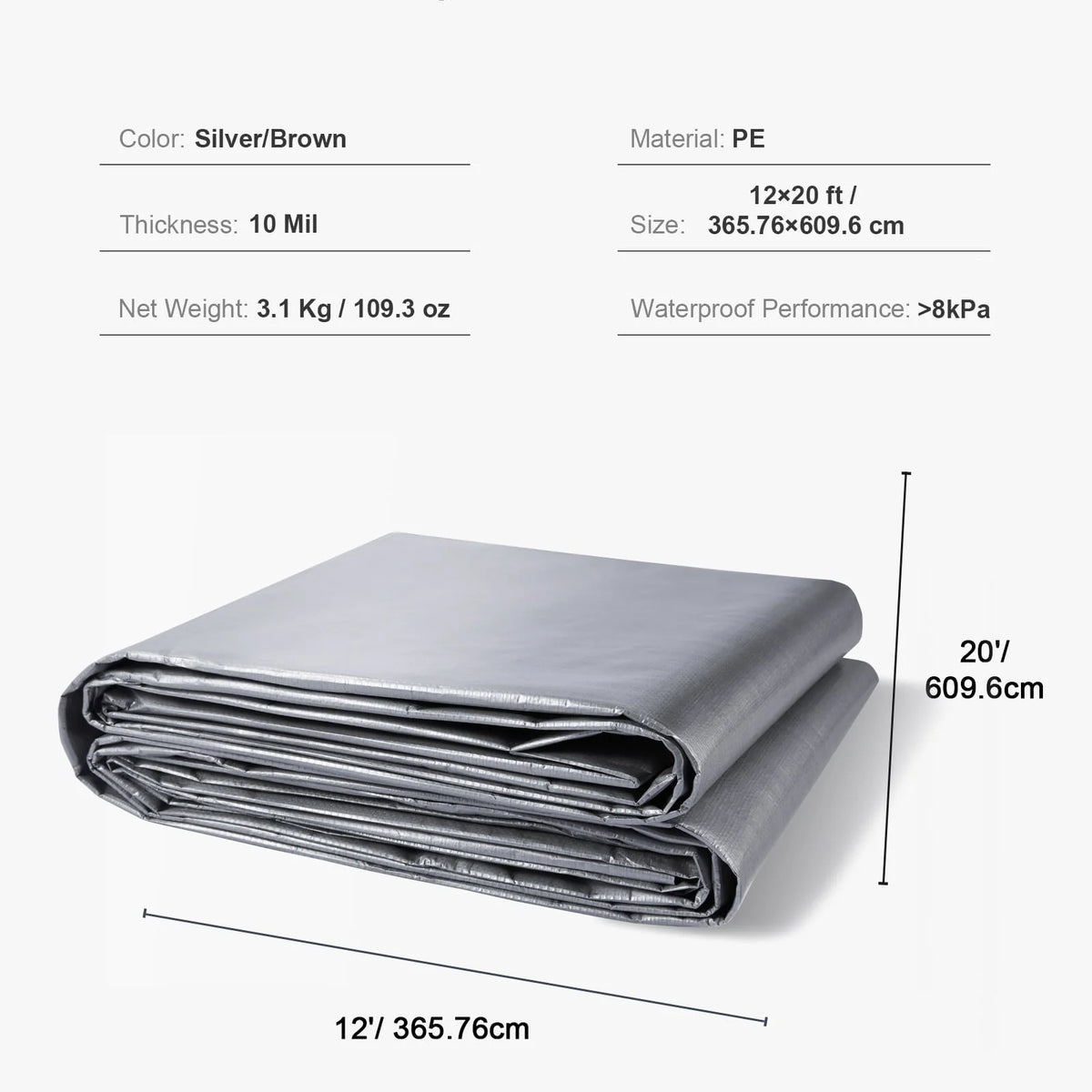20 x 30 ft Heavy Duty Waterproof Plastic Tarp D29336