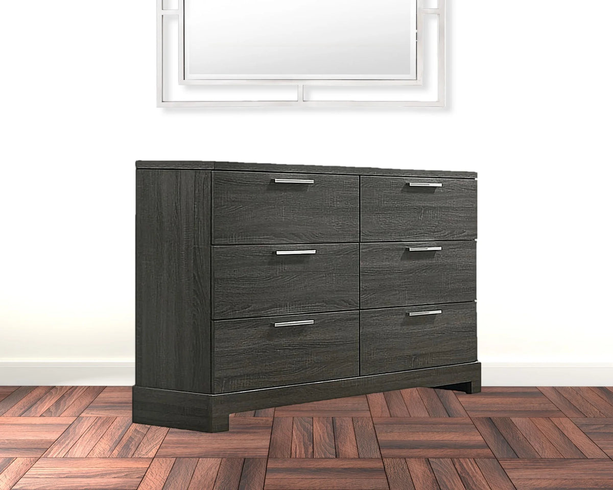 Gray Oak Manufactured Wood 6 Drawer Double Dresser W39444